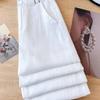 White Tencel Cotton Linen Wide-Leg Pants for Women, Draped New High-Waist Summer Thin Linen Straight Pants