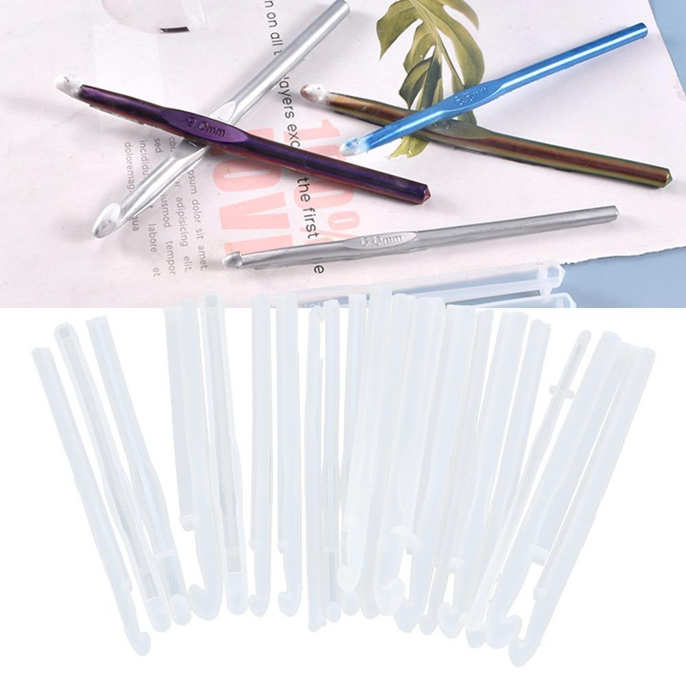 

20pcs White Crochet Hooks Mould Silicone Knitting Sweaters Tool Silicone Craft Moulds Resin Crafts