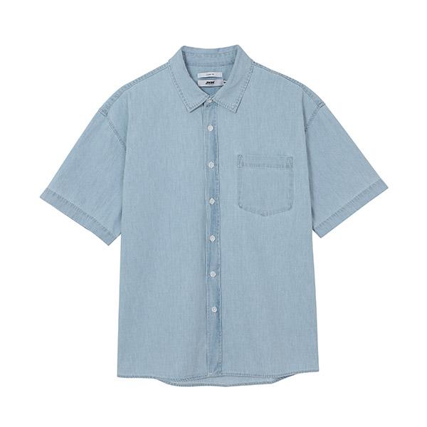Jambangi Men S) Light Denim Short Sleeve Shirt _An2Ddh405-Lb Light Blue/105