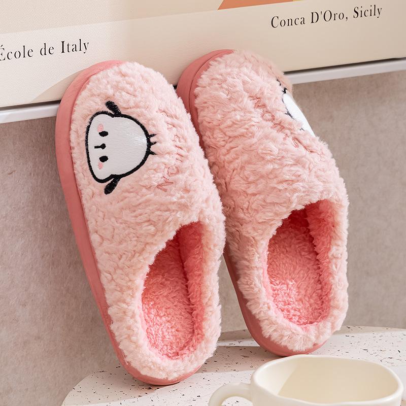 Qidashun new cartoon cotton slippers, autumn and winter indoor and outdoor couple cotton shoes to keep warm and cute cotton tows
