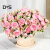 Artificial Peonies Bouquet 5 Heads Fake Flower Bouquet Realistic Faux Silk Flowers for Indoor Outdoor Home Party Decor Wedding