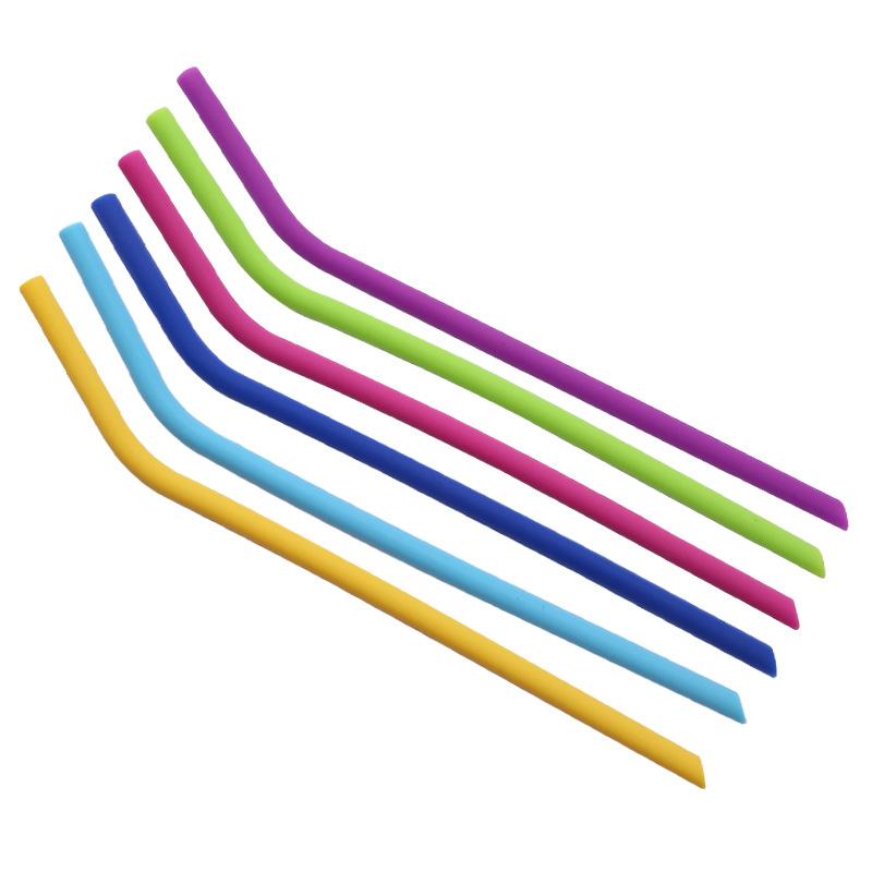 1 stk 6 forskjellige farger Silikonstrå 9,6 tommer Gjenbrukbart drikkestrå BPA-fritt Matkvalitetsstrå for Tumbler Bærbar Utendørs