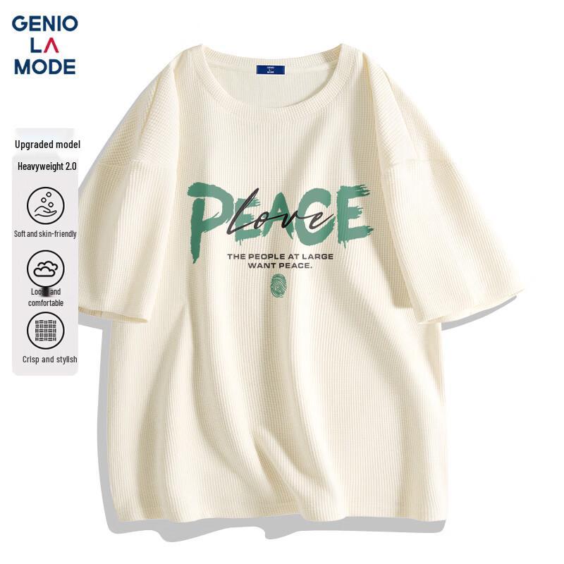 GENIOLAMODE Heavy Waffle Knit Short Sleeve T-Shirt for Men XL