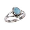 Natural Republic Larimar Edelstein Handgefertigter 925 Sterling Silber Ring Größe 7 S0o25