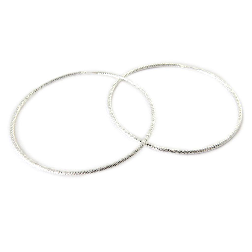 Les Trésors De Lily [N7265] - Silver 'Torsades' Hoop Earrings - 60 Mm 2 Mm (diamond-plated)