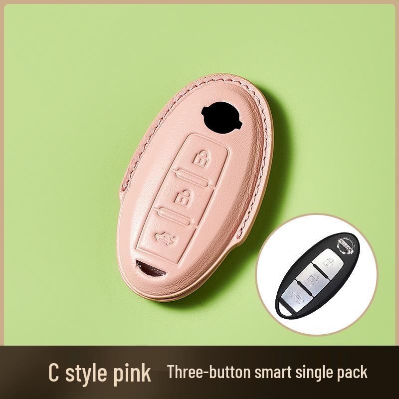 Skórzany Etui na Klucze ze Skóry Wyprawianej Roślinnie dla Nowego Kluczyka Samochodowego Sylphy Murano, Ręcznie Robiony Wzór Klamry dla Mężczyzn