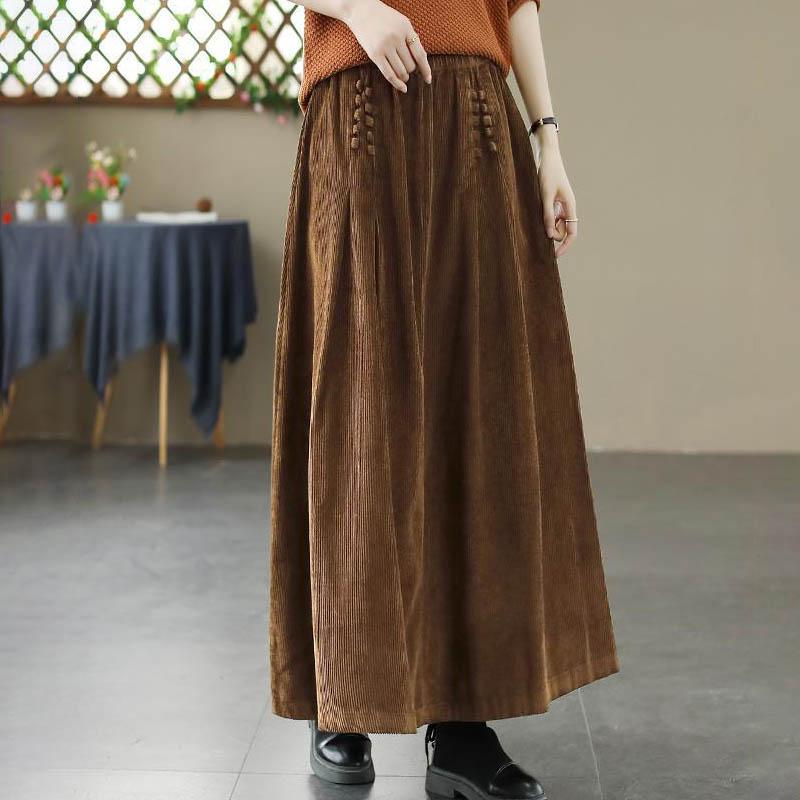 Skirt for Women Casual Versatile High Waist Long Loose Trousers Thickened Slim Solid Colour Skirt