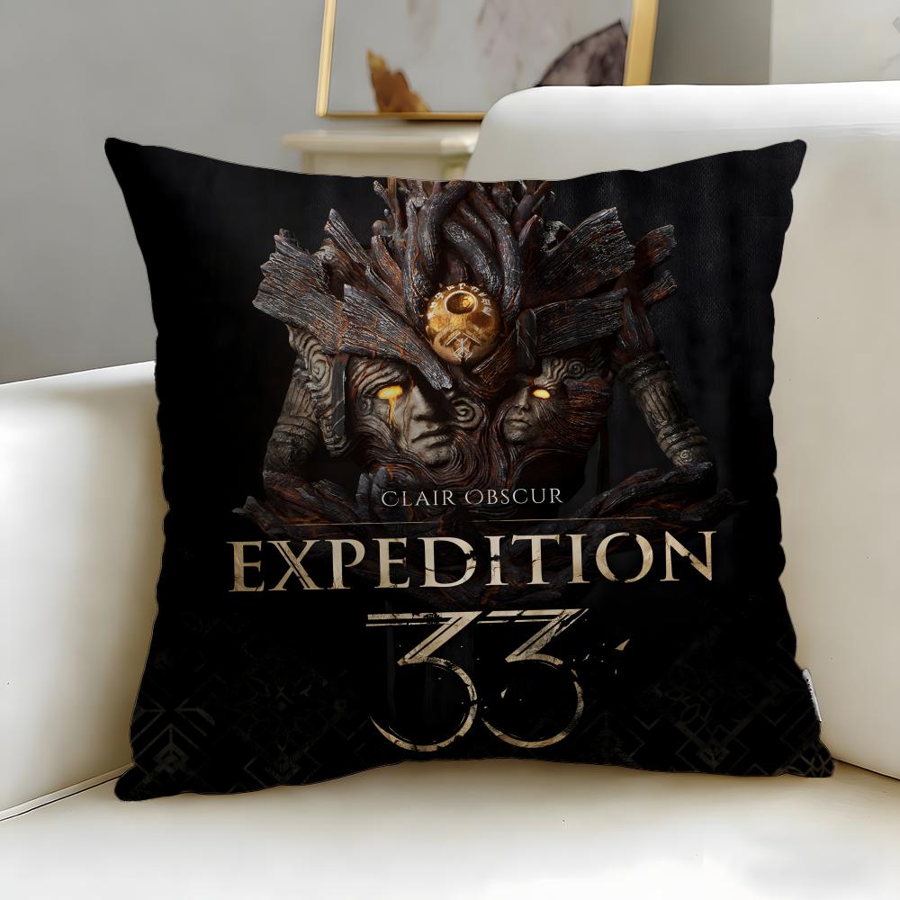 game Clair Obscur Expedition 33 Cushion Cover Soft  EasyWash Pillow Case  Versatile for Couch Bed Travel and Office