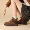 New fashionable versatile two-color thick heel velvet low boots loafers flat non-slip casual shoes