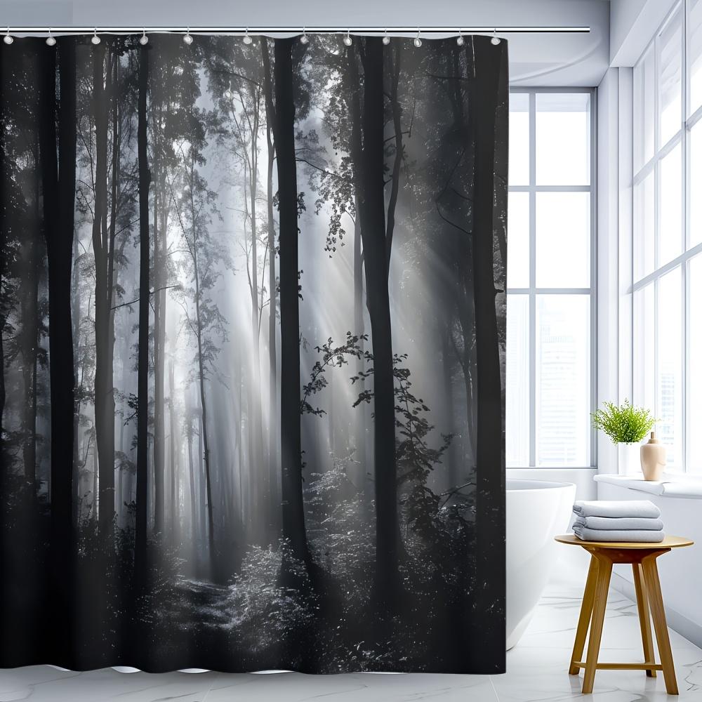 1Pcs Halloween Decoration Gothic Style Forest Pattern Shower Curtain Bathroom Decor Halloween Decoration Indoor Showr Curtain