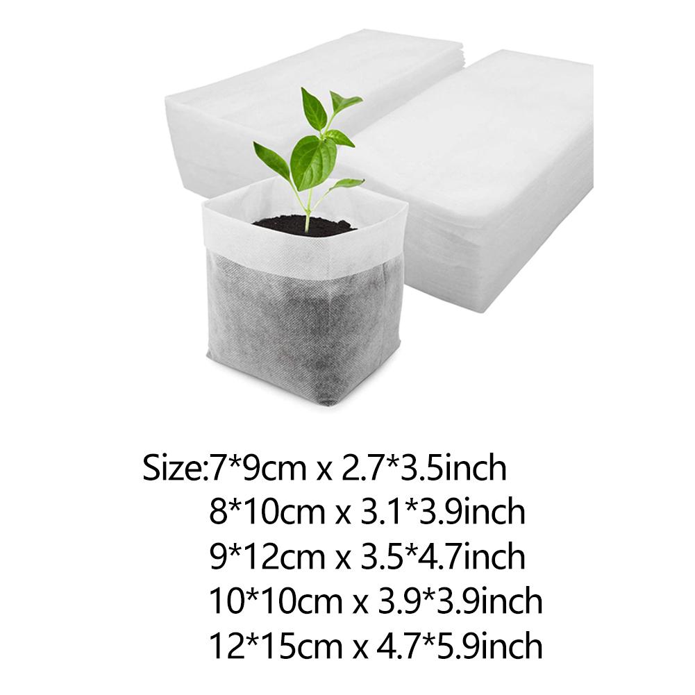100Pcs Biodegradable Plant Grow Bags Non-Woven Nursery Pots for Seed Starting Home Garden Accessories Tools
