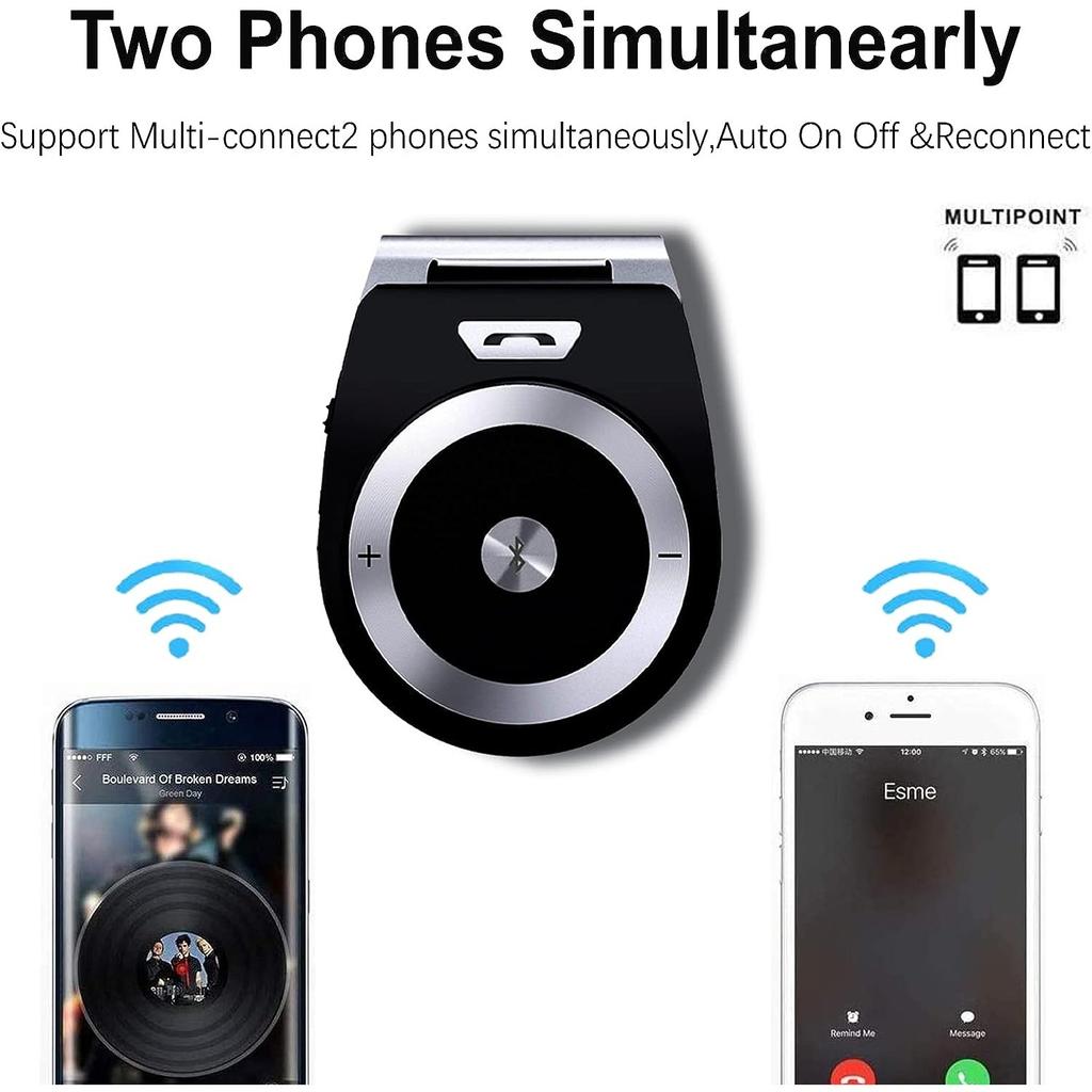 Bluetooth Hands-Free Kit, Car Hands-Free Kit, Auto Power On Siri Assistant Support, Built-in Microphone and Support GPS, Music