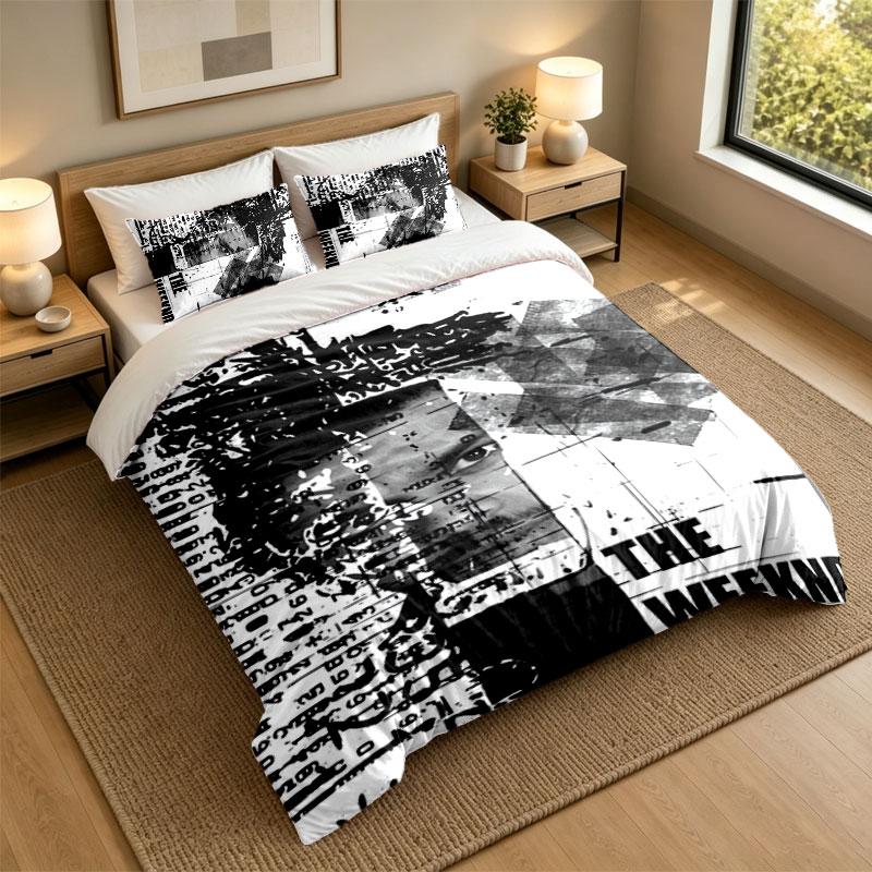 Set de așternuturi 3 bucăți The Weeknd Cearșaf moale și două fețe de pernă Decor pentru dormitorul de acasă