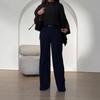 Pantaloni grigi micro-pull per bambini, nuovi 2025, pantaloni a tuta stile grembiule con bordo a balze, pantaloni a zampa d'elefante sottili antiaderenti
