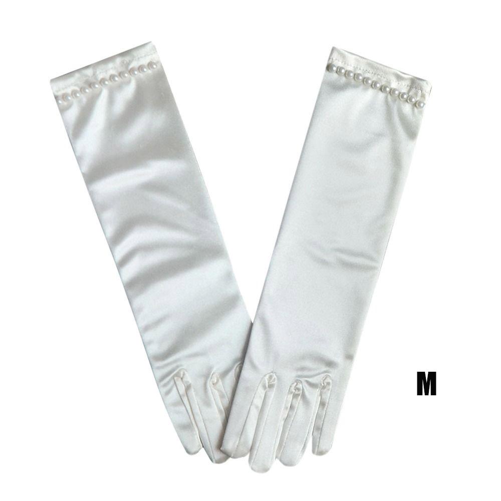 1Pair Children Long Gloves Princess Dance Performance Stage Gloves Satin Sequins Bow Glove Solid Full Finger Mittens Accessories