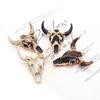 1pc Acrylic Bull Head Bone Shape Pendants Golden Edge Wrapped Design Charms Accessory DIY Making Retro Necklace Jewelry