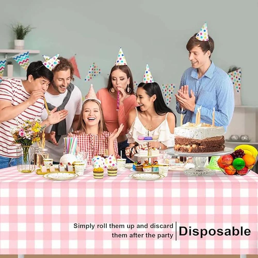 Einweg-Tischdecke Rot Schwarz Kariert Tischdecke Weihnachten Picknick Party Geburtstag Hochzeit Wasserdicht Schreibtischdecke Tischdeko