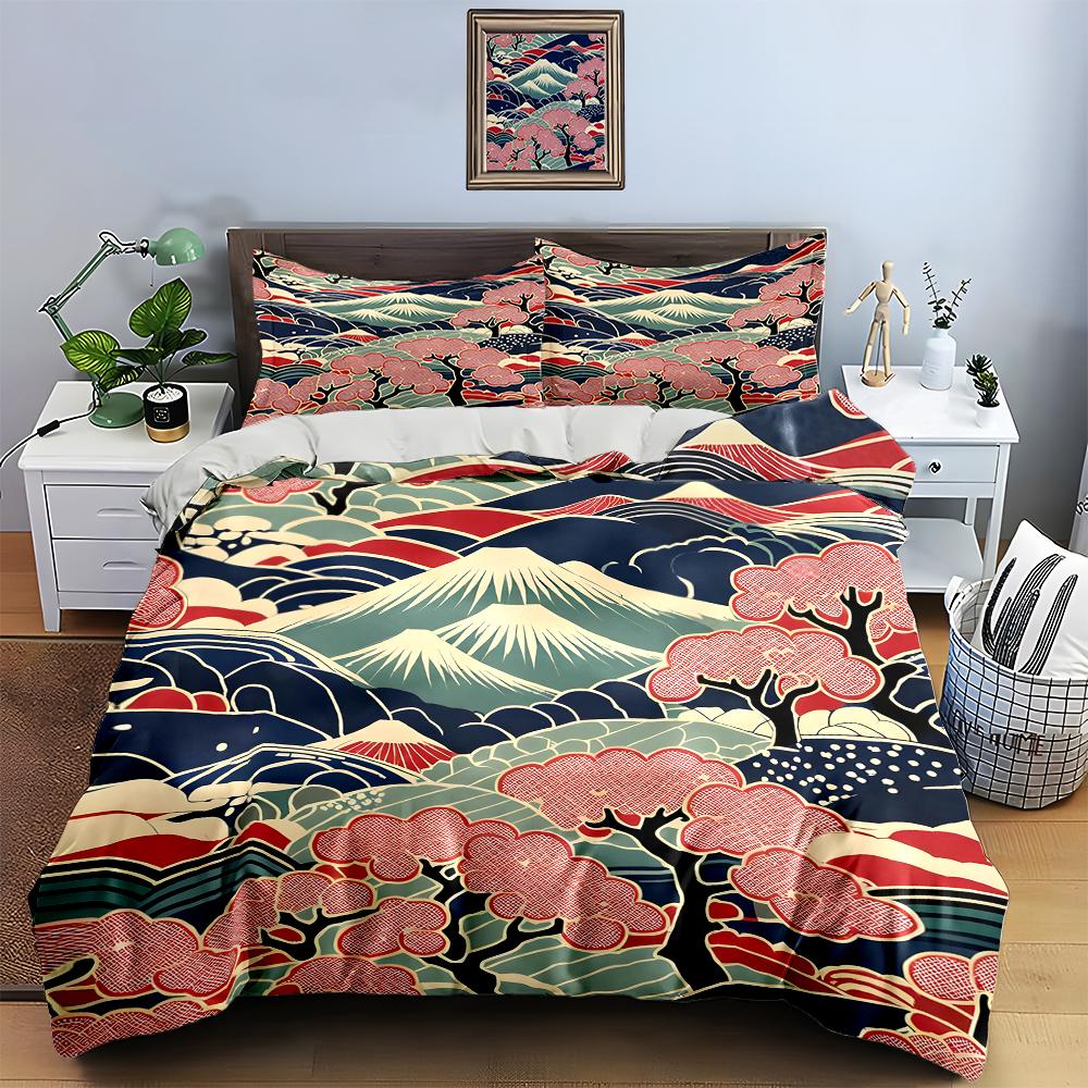 Mountain floral scenery Bedding Duvet cover sets Duvet covers Pillowcases gifts (1 * Duvet Cover 2 * Pillowcases, without duvet insert)