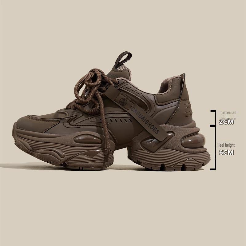 

Женские туфли для пап из натуральной кожи — весенний стиль 2025 г., модные и универсальные, толстая подошва для увеличения роста, повседневная спортивная обувь 39