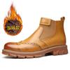 Stivali Chelsea alla moda da uomo Stivaletti firmati Stivali classici da uomo in vera pelle Stivali invernali da uomo britannici Caldi Cotone felpato Botas