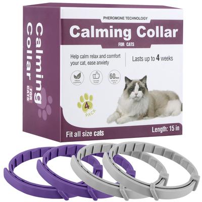 4Pcs Cat Calming Collar Cat Pheromone Collar Adjustable Calming Pheromone Collar Helps with Aggression for All Types of Cats