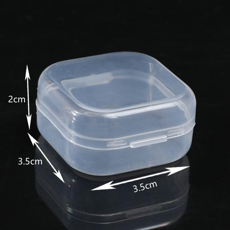 Boîte de rangement carrée en plastique transparent avec couvercle pour petites pièces, perles et bijoux.