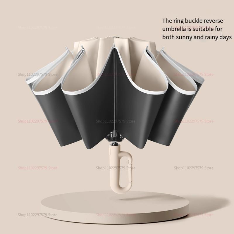 Large 125 Cm Automatic Umbrella UV Rays Windproof Weatherproof Foldable Hooks Compact Double Umbrellas For Both Men And Women