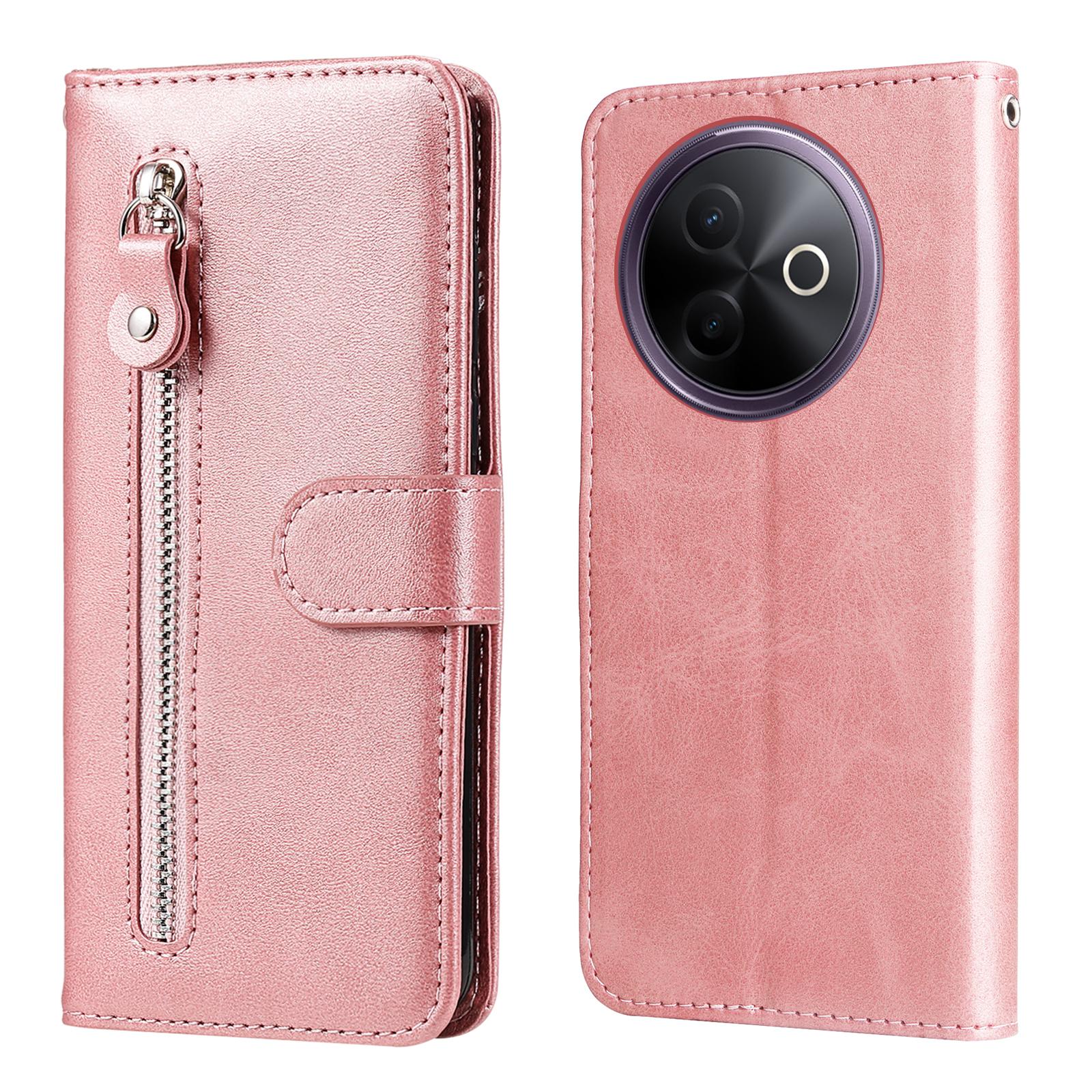 

For vivo Y300i 5G/vivo Y39 5G PU Leather Cases with Zipper Pocket Wallet Phone Cover Stand E