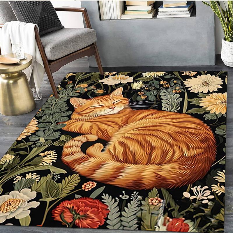 1Pc Animal Flowers Print Rug - Home Decoration Carpet For Living Room Bedroom Flooring Computer Chair Area Rug