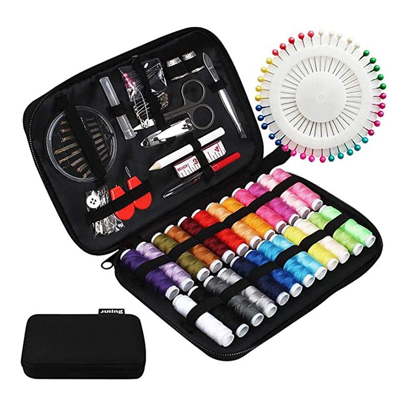 

Полный набор для шитья с нитками, иглами, ножницами, рулеткой, пуговицами, портативный дорожный набор инструментов для вышивки своими руками M