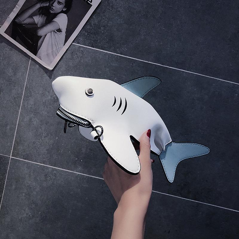 Personalized bag creative new 2025 fashion simple cartoon cute animal shark shape shoulder messenger bag