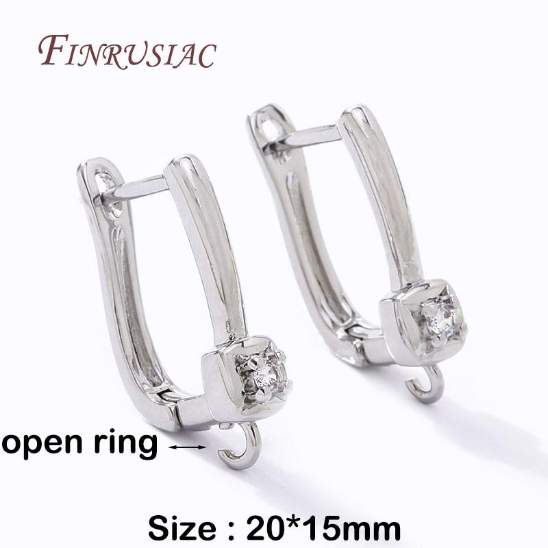 Basic Copper Earwires Fasteners Fittings 18K Gold Plated Inlay Zircon Earring Clasp Hooks for DIY Fashion Women Earrings Making