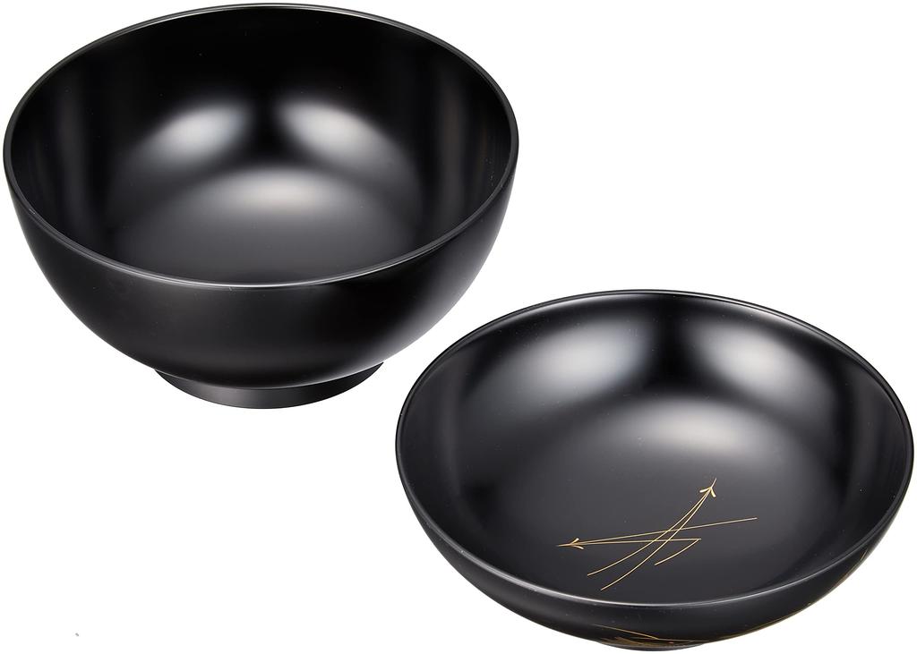 Masano Black 13.6 x 10 x 10 cm "Echizen Lacquerware" Chinkin Pine Zoni Bowl Black