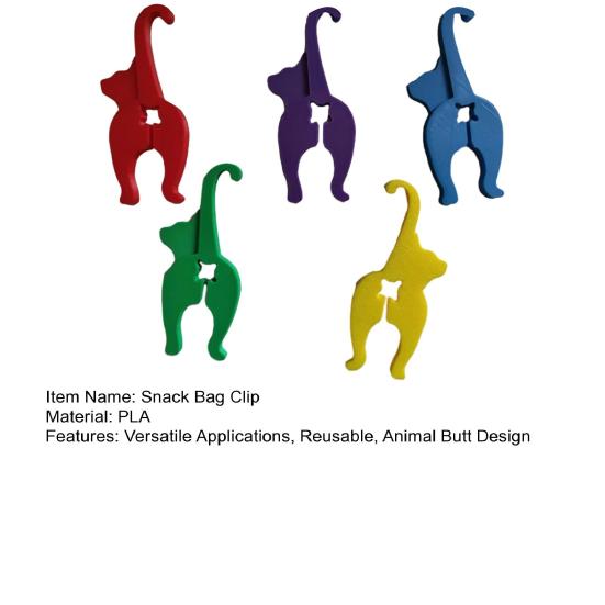 5 Pcs Cat Bread Bag Clip Reusable Dog Butt Snack Bag Clip 3D Printed Cat Butt Food Bag Clips for Chips Bread Fruit Bags