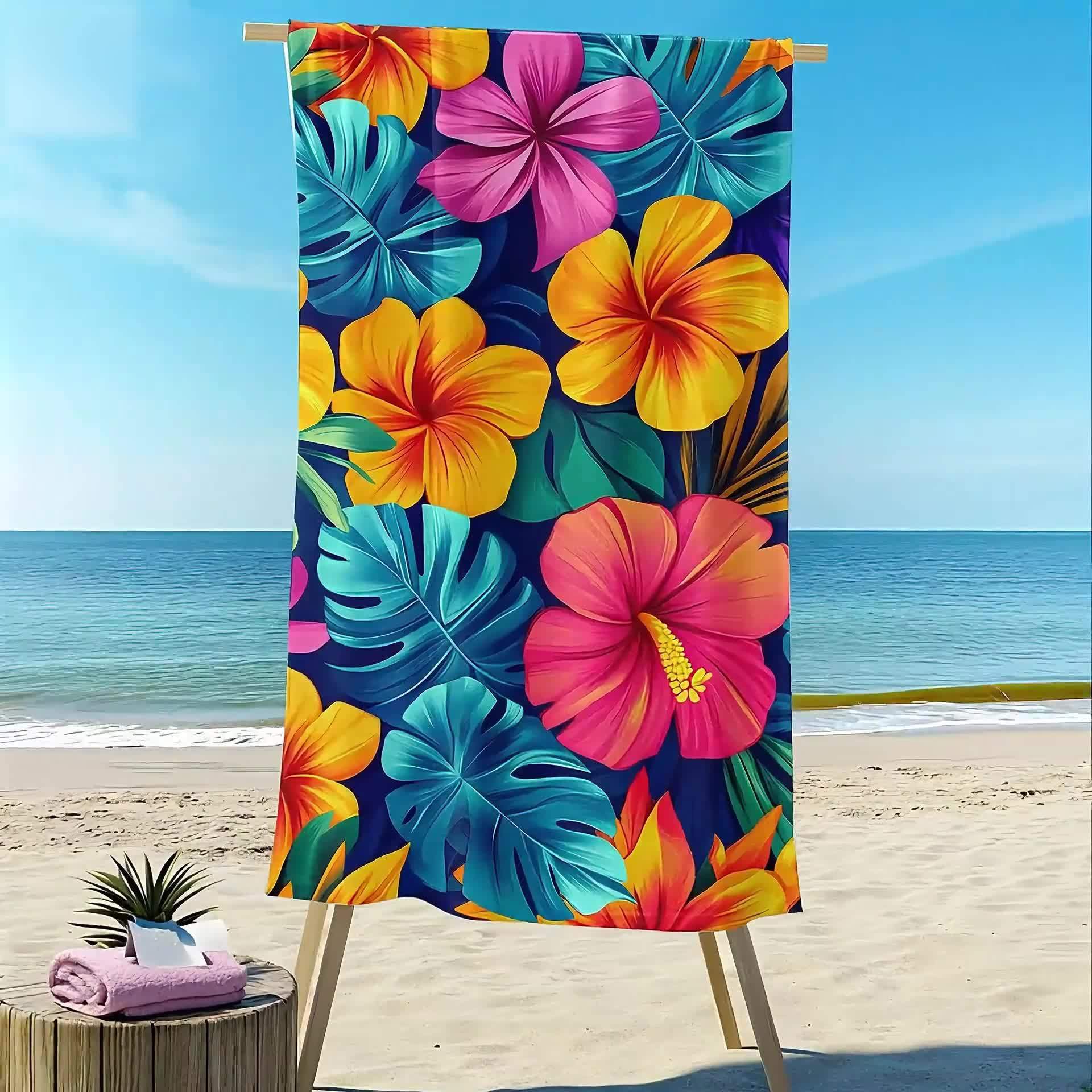 

Vibrant Tropical Floral Large Hand Towel, Colorful Perfect for Summer Vacation Pool W40*H60(CM)