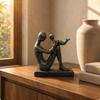 Moderne Kunst Dekor Statue Sandtexturiert Menschlich Mineraltexturiert Abstrakte Figur Skulptur Schwarz