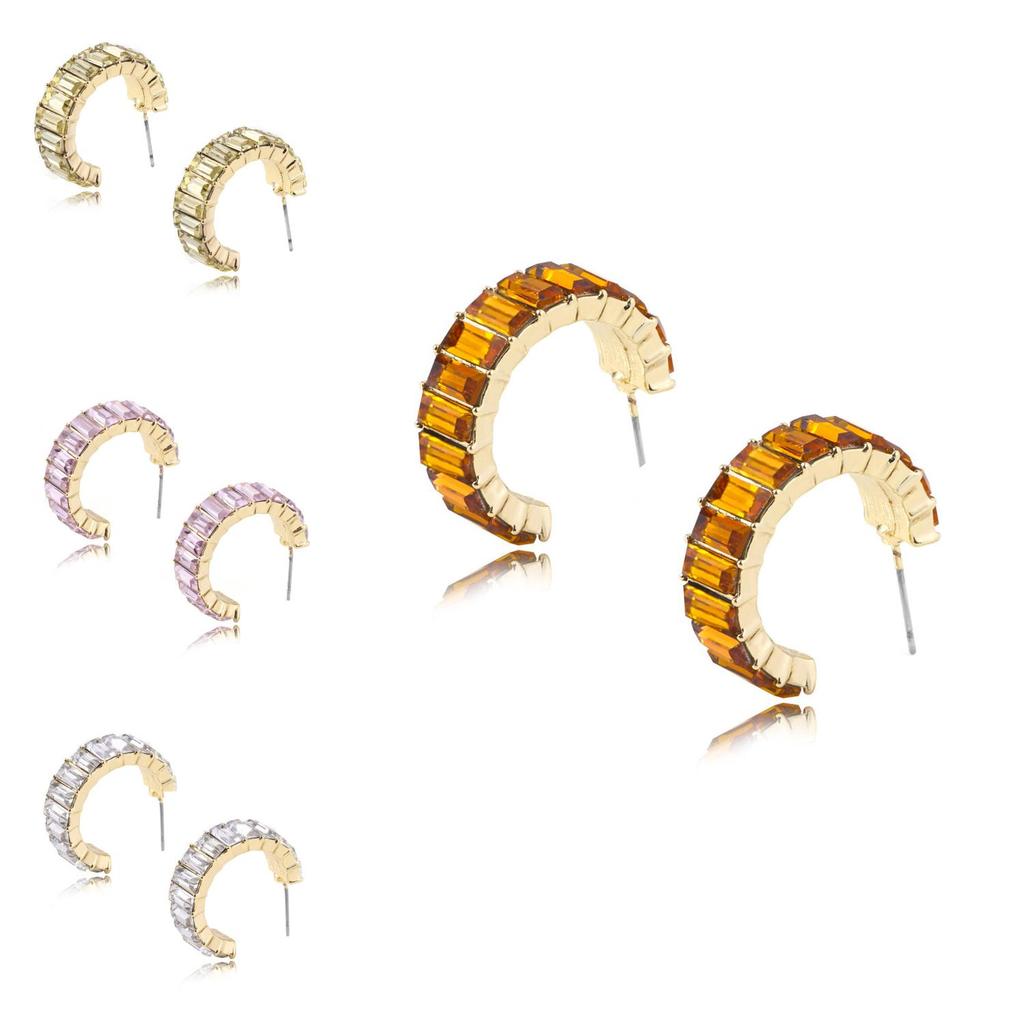 Colorful Geometric Alloy Stud Earrings Fashionable Accessories For Office Ladies