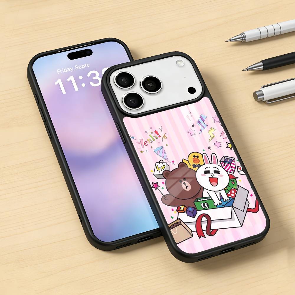Cartoon L-LINE F-Friends Cute Brown Phone Case For iPhone17,16,15,14,13,12,Pro,Max,Magnetic For Magsafe Wireless Charging