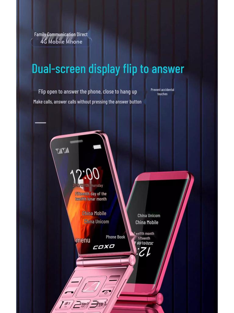 Genuine 4G Flip Phone for Seniors, Non-Smartphone with Large Screen, Super Long Standby, 5G Compatible