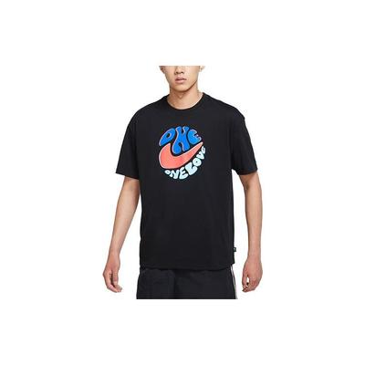 Casual Loose Breathable Printed Round Neck Short Sleeve T-Shirt Men Tops Black DJ1354-010