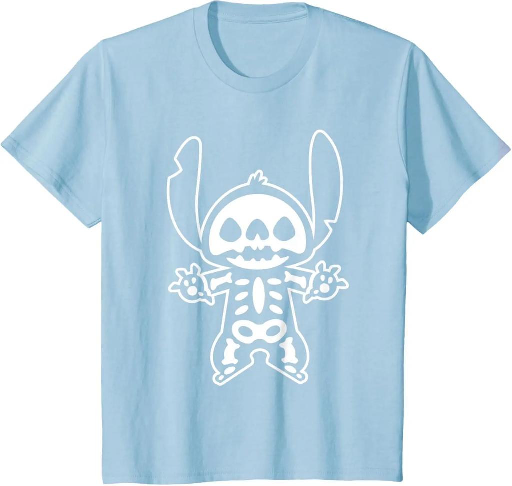 New Stitch Halloween Skeleton Fashion Casual T-Shirt S-4XL Four Seasons Unisex