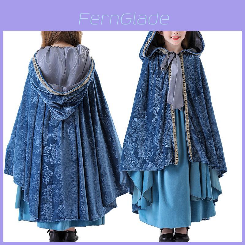 Halloween Vintage Court Dress Cloak Girls Long Gown Theater Costume For Children
