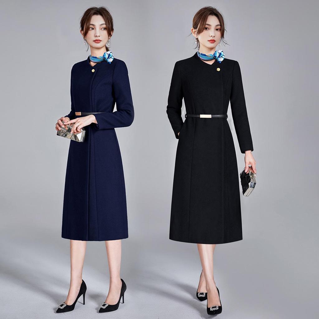 Women's Long Woolen Coat - Thick, Warm, and Professional Winter Wear