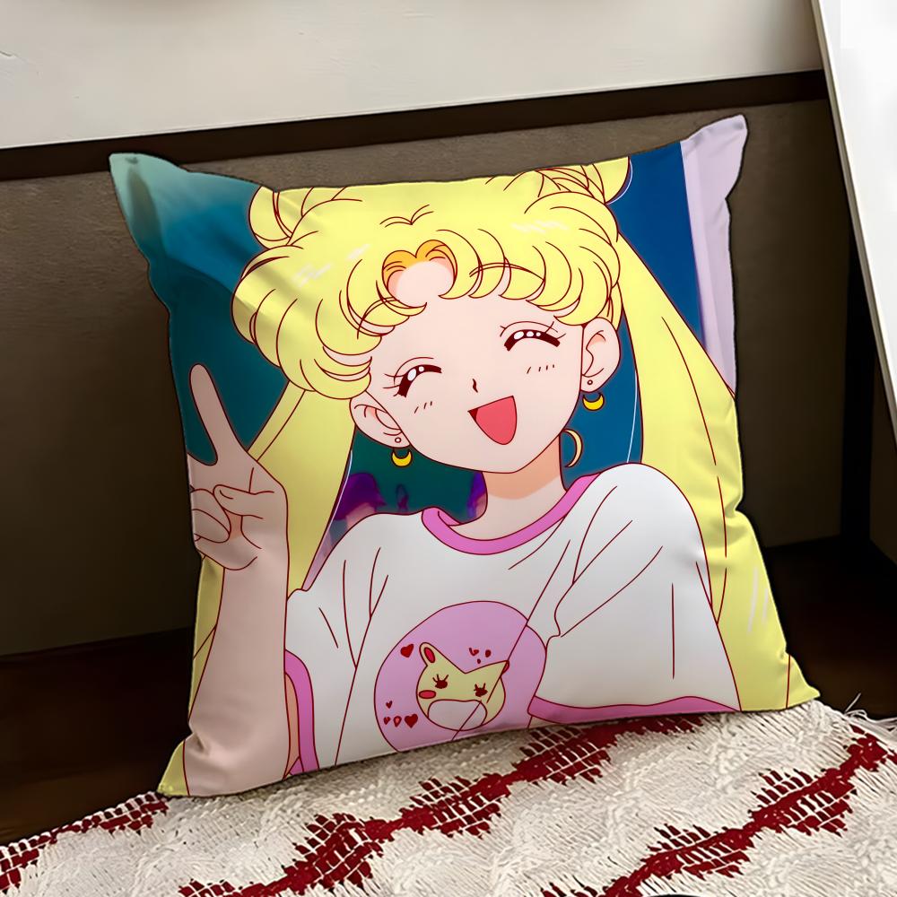 SSailor Anime MMoon Cushion Cover Reversible Soft Durable Pillow Cover Home Car MultiScene Use for Daily Comfort