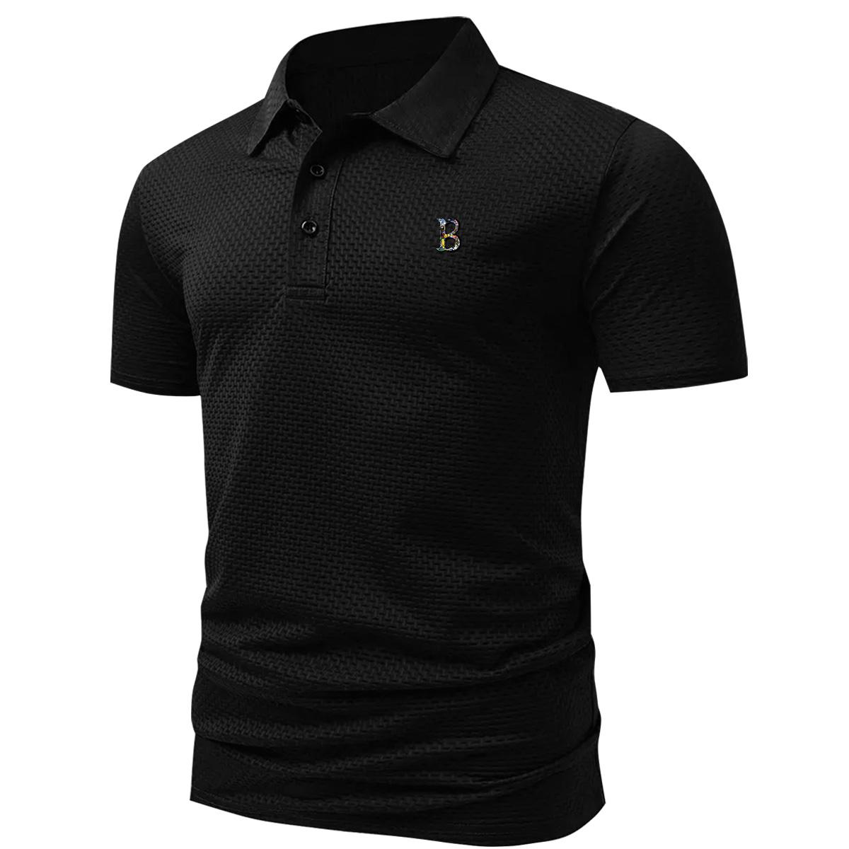 

Мужские рубашки-поло на 3 пуговицах, повседневные, для работы, быстросохнущие, с коротким рукавом, для гольфа, для улицы L чёрный