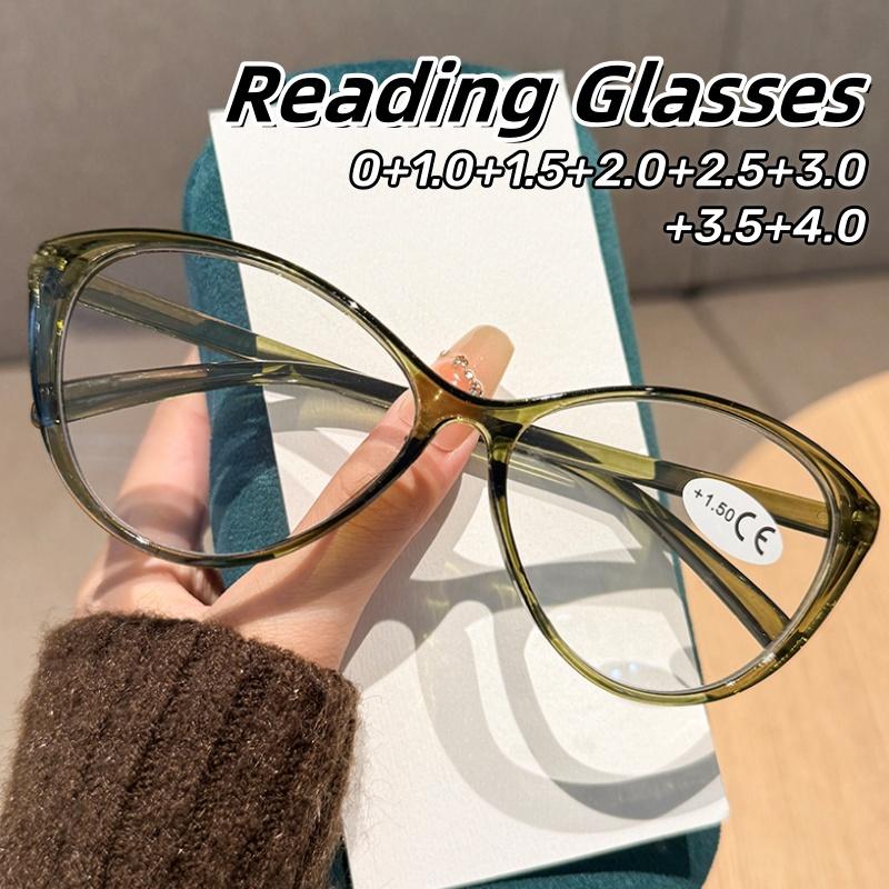 Vintage Large Cat Eye Reading Glasses Unisex Blue Light Blocking Comfortable Eyewear 0 To +4 0