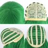 12-inch women's movie cosplay Halloween festival anime costume wig, short green synthetic wig with ribbon two-piece set, natural