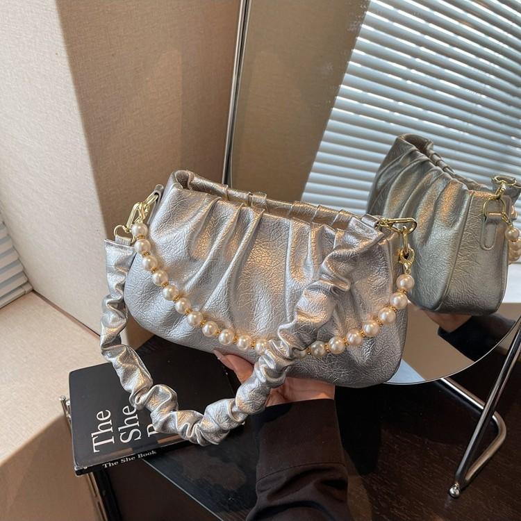 Large capacity bag women's summer new casual messenger bag shoulder underarm pleated cloud bag