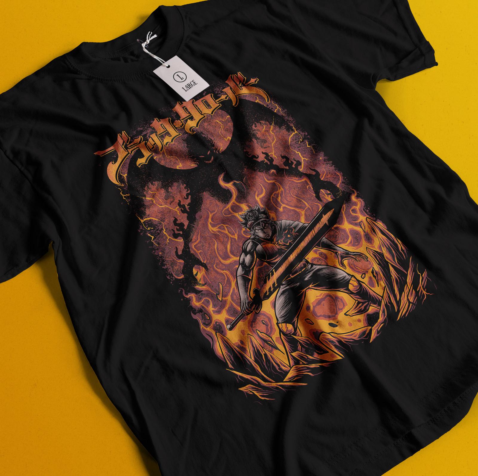 Black Clover T-Shirt Mens Womens Tees Top Asta Yuno Anime Manga Tshirt Anime Manga Tee Black Shirt S