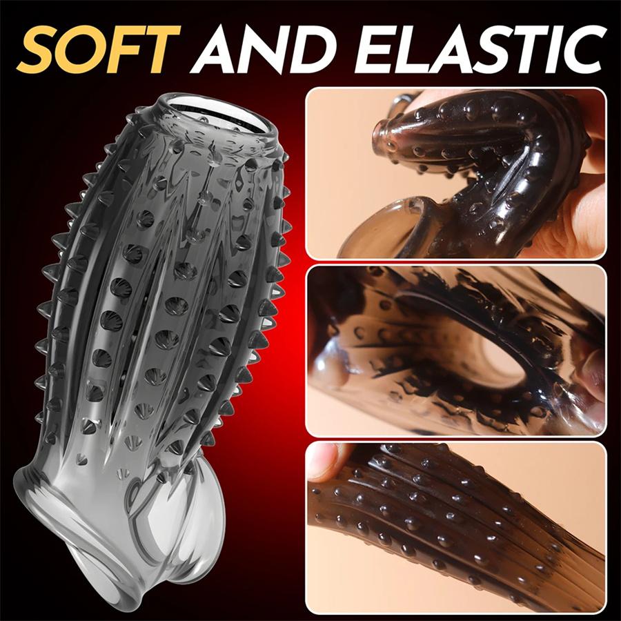 Penis Enlargement Sleeve Stronger Erection Cock Sleeve Delay Ejaculation Cock Rings Sex Toys For Men Couples Adult Supplies